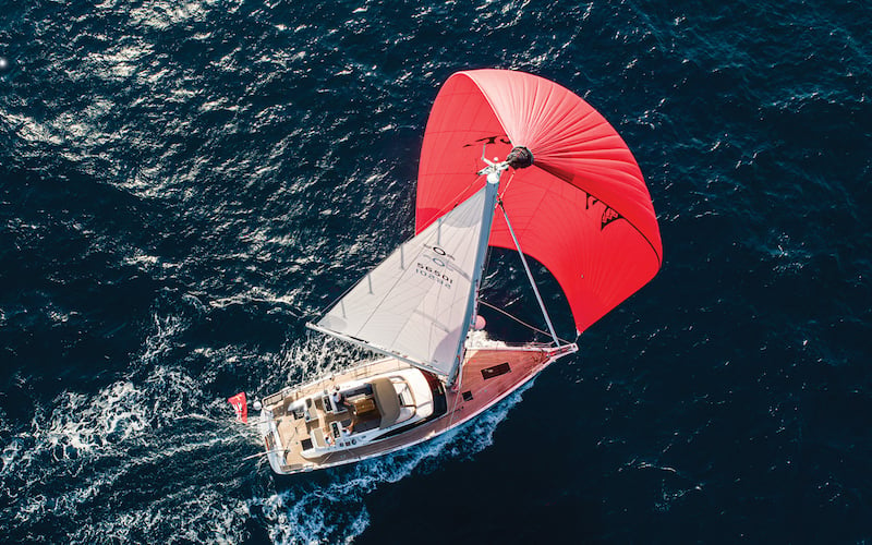 Sailboat with Spinnaker Flying 