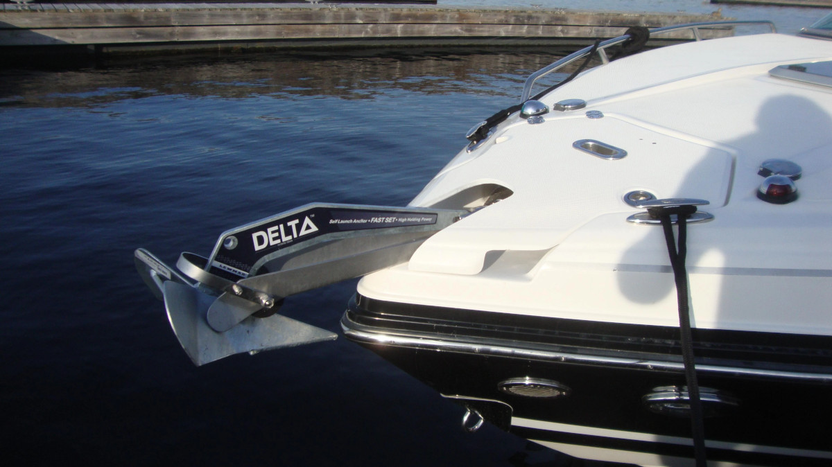 Delta anchor on bow