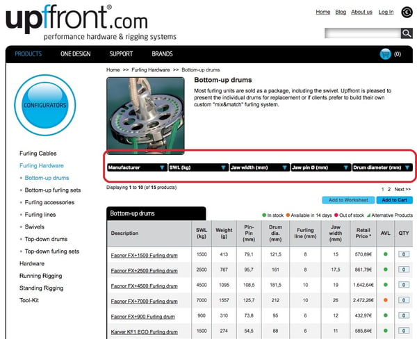 upffront.com Filtres